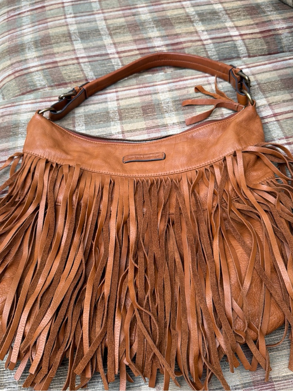 Frye Tan Leather Fringe Hobo Shoulder Bag